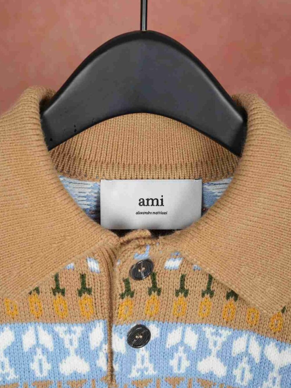 AMI Fair Isle Christmas Polo Knit Sweater Unisex Couple - Picture 3 of 8